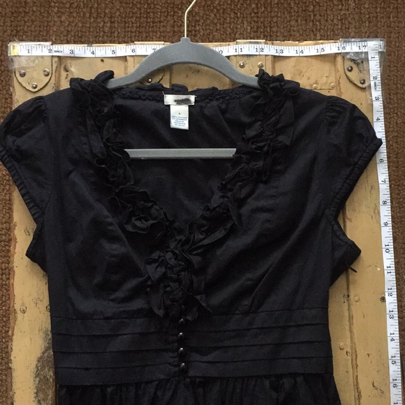 ANTHROPOLOGIE ODILLE BRAND STRETCH RUFFLE BLACK SHORT SLEEVE BLOUSE TOP 4 - Picture 6 of 14